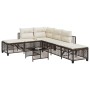 Set Divani ad Angolo 3 pz con Cuscini in Polyrattan Marrone