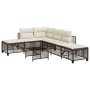 Set Divani ad Angolo 3 pz con Cuscini in Polyrattan Marrone