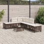 Set Divani ad Angolo 3 pz con Cuscini in Polyrattan Marrone