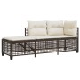 Set Divani ad Angolo 3 pz con Cuscini in Polyrattan Marrone