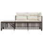 Set Divani ad Angolo 3 pz con Cuscini in Polyrattan Marrone