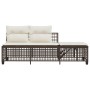 Set Divani ad Angolo 3 pz con Cuscini in Polyrattan Marrone