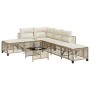 Set Divano ad Angolo 3 pz con Cuscini Beige in Polyrattan