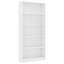 Libreria a 5 Ripiani Bianca 80x24x175 cm in Legno Multistrato