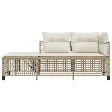 Set Divano ad Angolo 3 pz con Cuscini Beige in Polyrattan