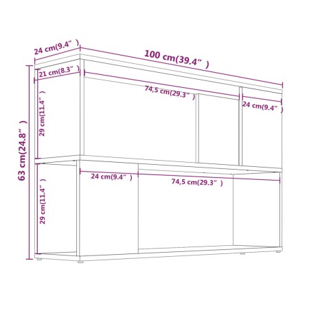 Libreria Rovere Marrone 100x24x63 cm in Legno Multistrato