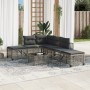 Divani da Giardino ad Angolo 3 pz Cuscini Grigio in Polyrattan