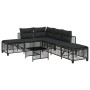 Set Divani ad Angolo 3 pz con Cuscini in Polyrattan Nero