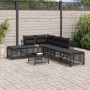 Set Divani ad Angolo 3 pz con Cuscini in Polyrattan Nero