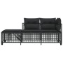 Set Divani ad Angolo 3 pz con Cuscini in Polyrattan Nero