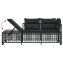 Set Divani ad Angolo 3 pz con Cuscini in Polyrattan Nero