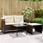 Set Divano da Giardino 3 pz con Cuscini Marrone in Polyrattan