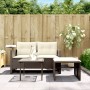 Set Divano da Giardino 3 pz con Cuscini Marrone in Polyrattan