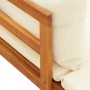 Set Divani Giardino 5 pz Cuscini Bianco Crema in Legno d'Acacia