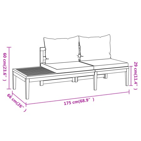 Set Divani Giardino 5 pz Cuscini Bianco Crema in Legno d'Acacia