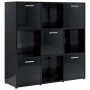 Libreria Nero Lucido 90x30x90 cm in Legno Multistrato