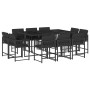 Set da Pranzo da Giardino 11 pz con Cuscini in Polyrattan Nero