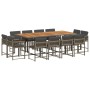 Set da Pranzo da Giardino 13pz con Cuscini Grigio in Polyrattan