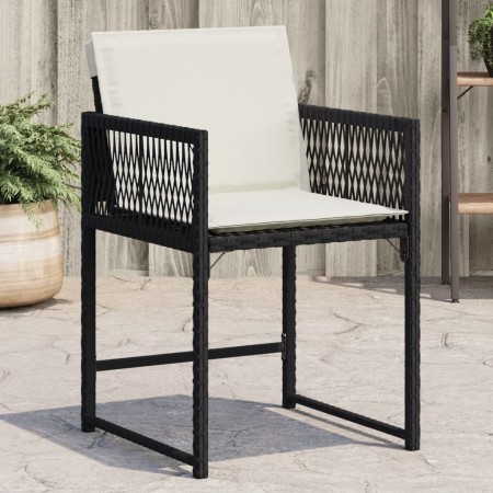 Sedie da Giardino con Cuscini 4 pz Nere in Polyrattan