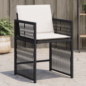 Sedie da Giardino con Cuscini 4 pz Nere in Polyrattan