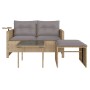 Set Divano da Giardino 3 pz con Cuscini Beige in Polyrattan