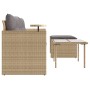 Set Divano da Giardino 3 pz con Cuscini Beige in Polyrattan