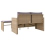 Set Divano da Giardino 3 pz con Cuscini Beige in Polyrattan