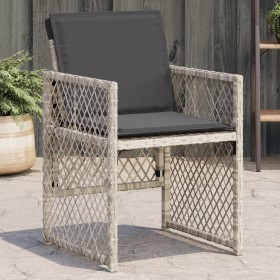 Sedie da Giardino con Cuscini 4 pz Grigio Chiaro in Polyrattan