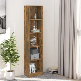 Libreria a 5 Ripiani Rovere Fumo 40x24x175 cm Legno Multistrato