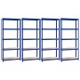 Scaffali a 5 Ripiani 4 pz Blu in Acciaio e Legno Multistrato