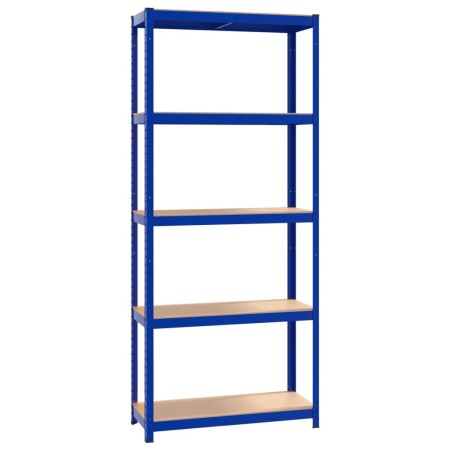 Scaffali a 5 Ripiani 4 pz Blu in Acciaio e Legno Multistrato