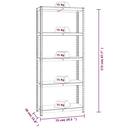 Scaffali a 5 Ripiani 4 pz Blu in Acciaio e Legno Multistrato