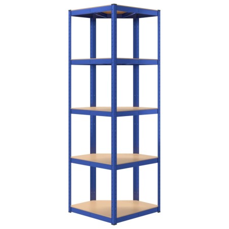 Scaffali a 5 Ripiani 3 pz Blu in Acciaio e Legno Multistrato