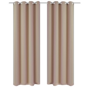 Tende Oscuranti Blackout Crema con Anelli di Metallo 135 x 245 cm 2 pz