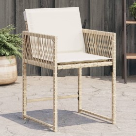 Sedie da Giardino con Cuscini 4 pz Beige in Polyrattan