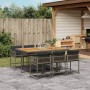 Set da Pranzo da Giardino 7 pz con Cuscini in Polyrattan Grigio