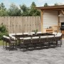 Set da Pranzo da Giardino 15 pz con Cuscini Marrone Polyrattan