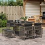 Set da Pranzo da Giardino 9 pz con Cuscini in Polyrattan Grigio