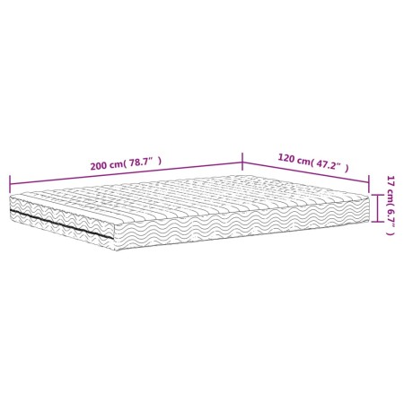 Materasso in Schiuma Bianco 120x200 cm Durezza H2 H3