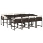 Set da Pranzo da Giardino 9pz con Cuscini Marrone in Polyrattan