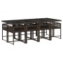 Set da Pranzo da Giardino 9pz con Cuscini Marrone in Polyrattan