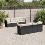 Set Divani da Giardino 9 pz con Cuscini Nero in Polyrattan