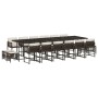 Set da Pranzo da Giardino 17 pz con Cuscini Marrone Polyrattan