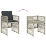 Set da Pranzo da Giardino 15 pz con Cuscini Grigio Polyrattan