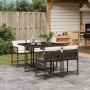 Set da Pranzo da Giardino 5pz con Cuscini in Polyrattan Marrone