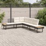 Divano da Giardino con Cuscini a L Nero in Polyrattan e Acacia