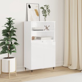 Credenza Bianco Lucido 60x36x110 cm in Legno Multistrato