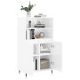 Credenza Bianco Lucido 60x36x110 cm in Legno Multistrato