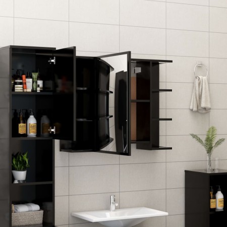 Mobile Bagno con Specchio Nero 80x20,5x64 cm Legno Multistrato