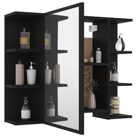 Mobile Bagno con Specchio Nero 80x20,5x64 cm Legno Multistrato